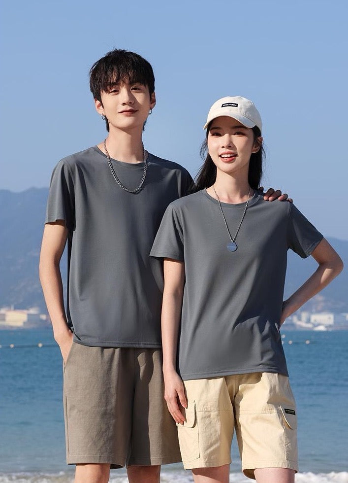 Unisex Couple Grey Short Sleeve T-Shirt
