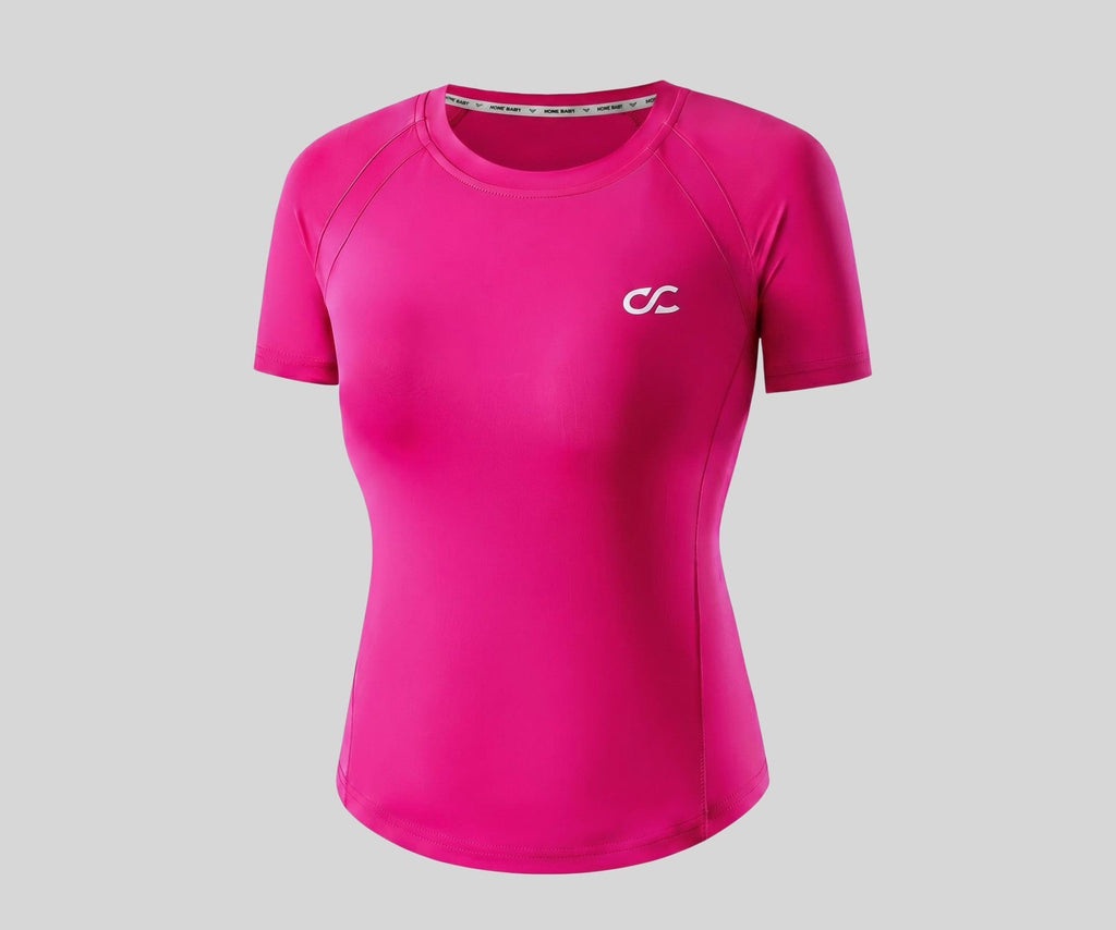 Ice-Feel Quick-Dry Short Sleeve Women's UV Protection Fitness High-Stretch Slim Running Sports Top