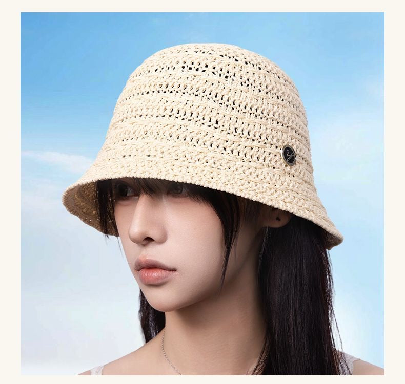 2026 Hollow Woven Bucket Hat – Women's Lightweight Breathable Sun Hat