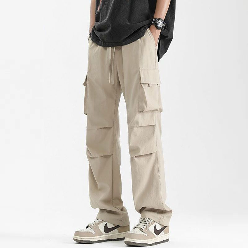 Men's Trendy Cargo Pants – Loose Fit Straight Leg Drawstring Tactical Trousers