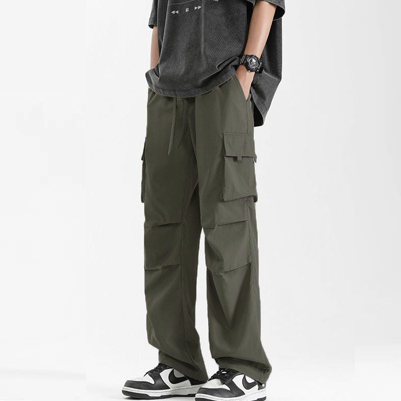 Men's Trendy Cargo Pants – Loose Fit Straight Leg Drawstring Tactical Trousers
