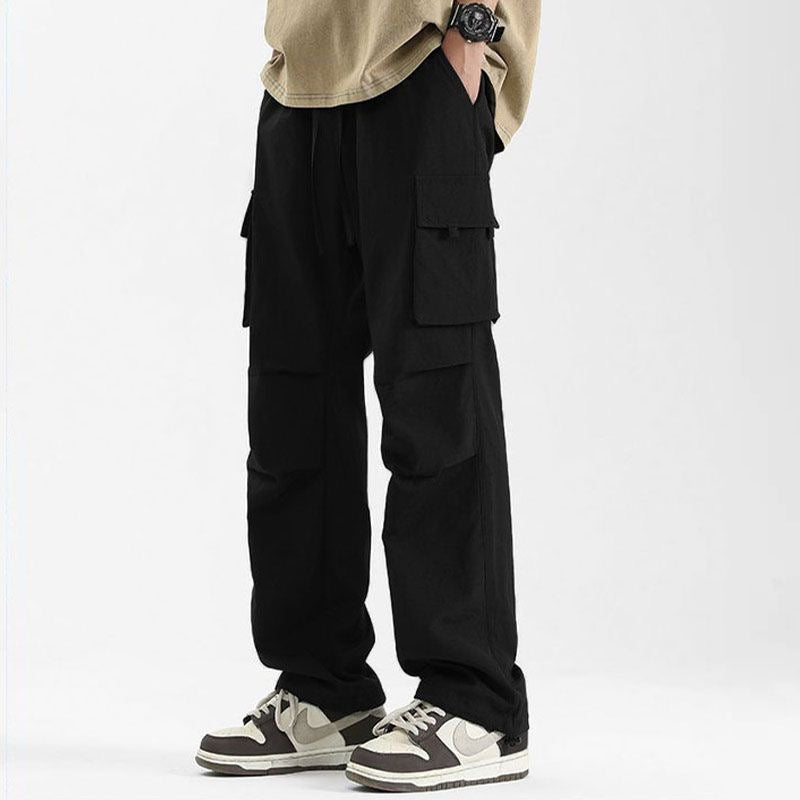 Men's Trendy Cargo Pants – Loose Fit Straight Leg Drawstring Tactical Trousers