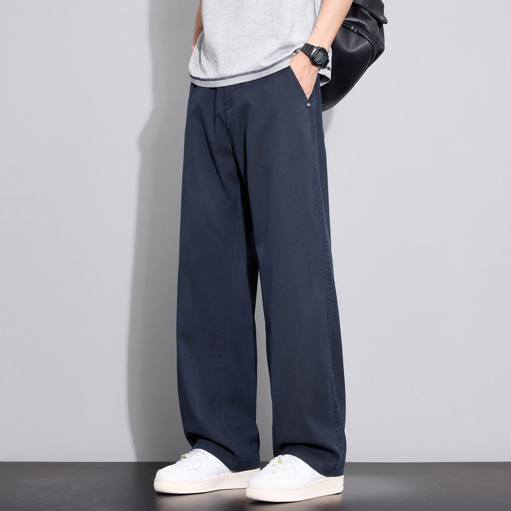 Men's Tencel Casual Trousers - Lightweight Loose Straight Leg Ice Silk Summer Pants