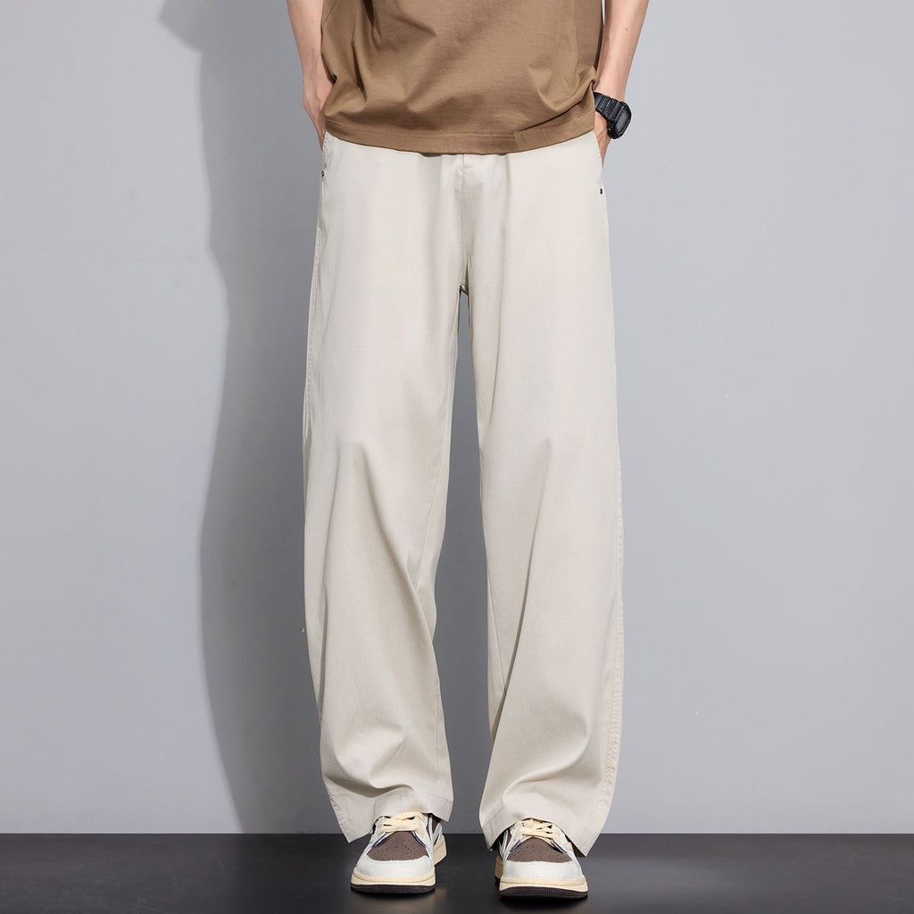 Men's Tencel Casual Trousers - Lightweight Loose Straight Leg Ice Silk Summer Pants