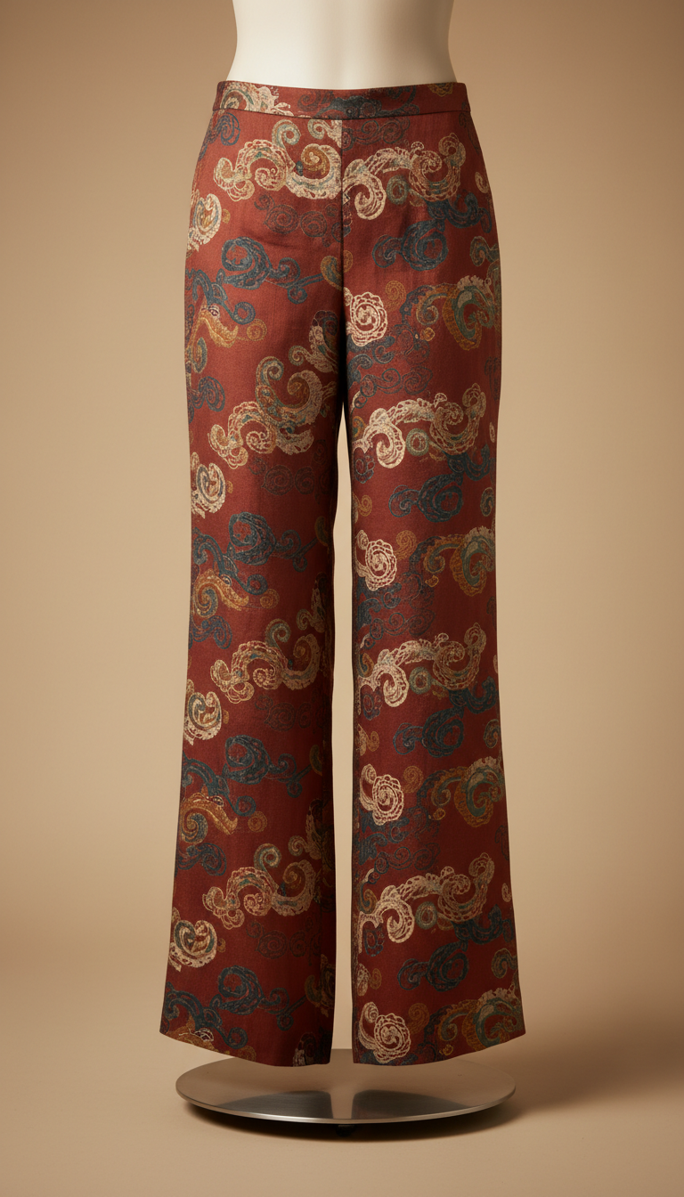 Bronze Scroll Wide-Leg Pants